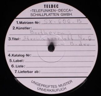 TELDEC none - Streichquartett Nr. 6 In B-Dur