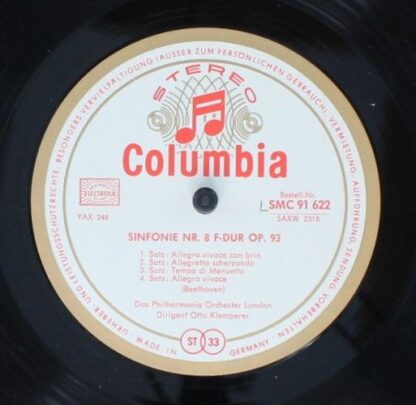 Columbia SMC 91 622 - 1. Sinfonie C-Dur, 8. Sinfonie F-Dur - Image 4