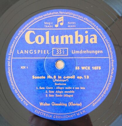 Columbia 33 WCX 1073 - Ludwig van Beethoven, Walter Gieseking - - Image 3