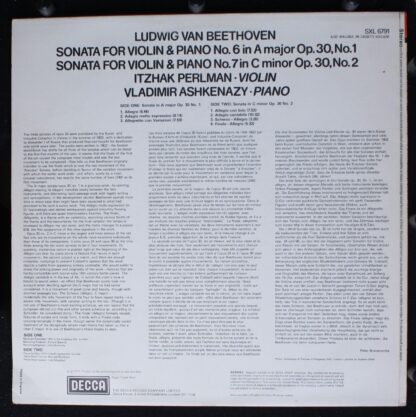 DECCA SXL 6791 - Violin Sonatas op. 30 Nos. 1 & 2. - Image 2
