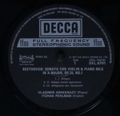 DECCA SXL 6791 - Violin Sonatas op. 30 Nos. 1 & 2. - Image 3