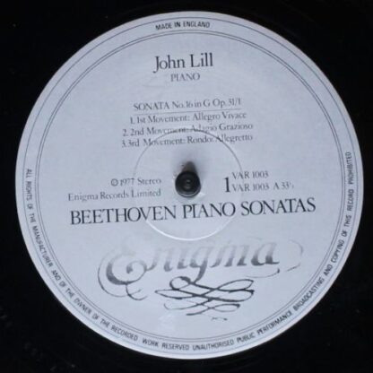 Enigma Records (8) VAR 1003 - Beethoven Piano Sonatas • No.16 / - Image 3