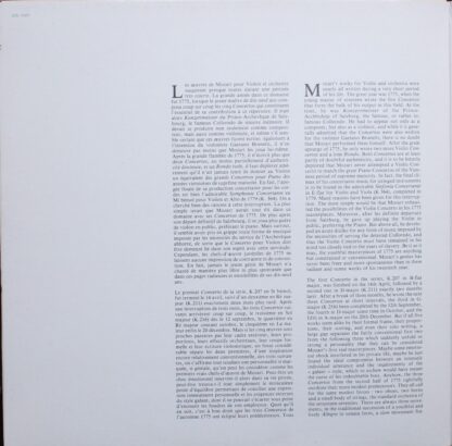 Erato STU 71207 - Deux Concertos Pour Violon (Nº4 KV 218 En Re M - Image 2