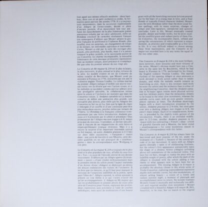 Erato STU 71207 - Deux Concertos Pour Violon (Nº4 KV 218 En Re M - Image 3