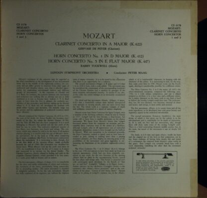 London Records CS 6178 - Clarinet Concerto In A Major / Horn Con - Image 2
