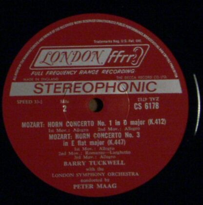 London Records CS 6178 - Clarinet Concerto In A Major / Horn Con - Image 3