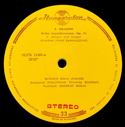 Hungaroton SLPX 11467 - Violin Concerto In D Major, Op. 77 - Image 3