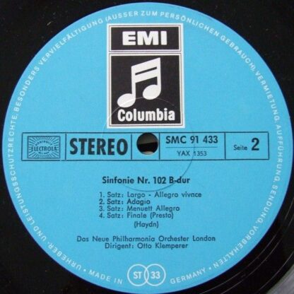Columbia SMC 91 433 - Sinfonie Nr. 100 G-dur "Militär" / Sinfoni - Image 3