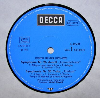 DECCA 6.42431 AH - Symphonie Nr.26 D-Moll "Lamentatione", Sympho - Image 3