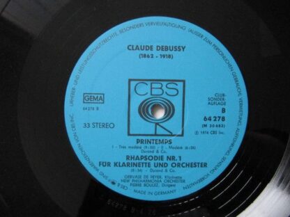 CBS 64 278 - Nocturnes / Printemps / Rhapsodie Nr 1 Für Klarinet - Image 4