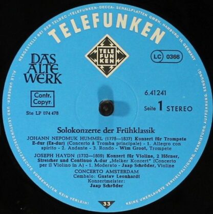 Telefunken Ste LP 074 479 - Solokonzerte Der Frühklassik Um 1770 - Image 5