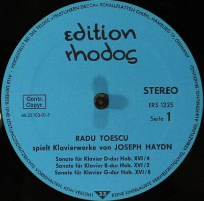 Edition Rhodos ERS 1225 - Radu Toescu Spielt Klavierwerke Von Jo - Image 3