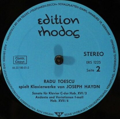Edition Rhodos ERS 1225 - Radu Toescu Spielt Klavierwerke Von Jo - Image 4