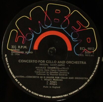 Ember Records ECL 9012 - Haydn Cello Concerto In D Major / Saint - Image 3