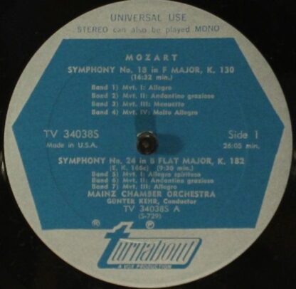 Turnabout TV 34038S - Symphony No. 18 In F Major, K.130 / Sympho - Image 3