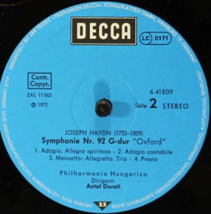 DECCA 6.41809 - Die Jagd La Chasse / Oxford Symphonie - Image 4