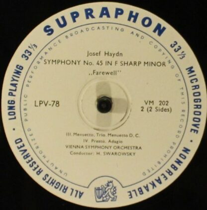 Supraphon LPV - 78 - Symphony No. 1 / Symphony No. 45 - Image 3