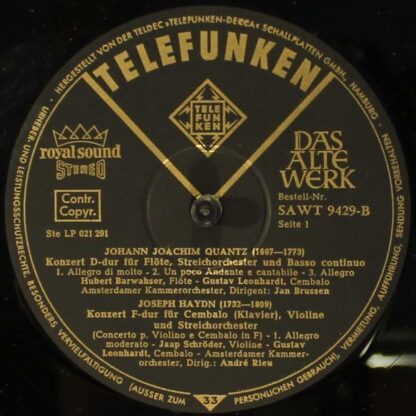 Telefunken SAWT 9429-B - Flötenkonzert D-dur / Doppelkonzert F-d - Image 3