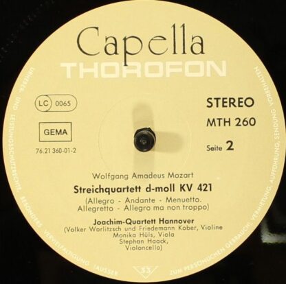 Thorofon Capella MTH 260 - Mozart Streichquartette D-Dur KV 575 - Image 3