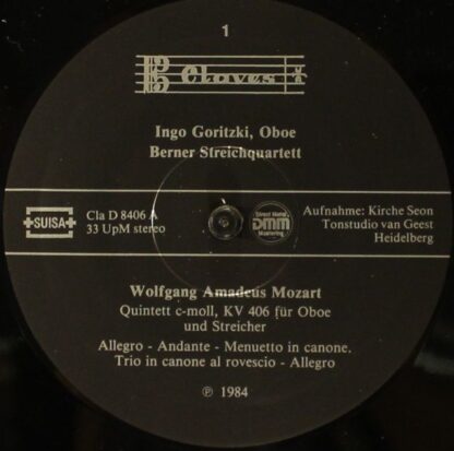 Claves D 8406 - Oboenquartett KV 575, Quintett KV 406, Adagio KV - Image 7