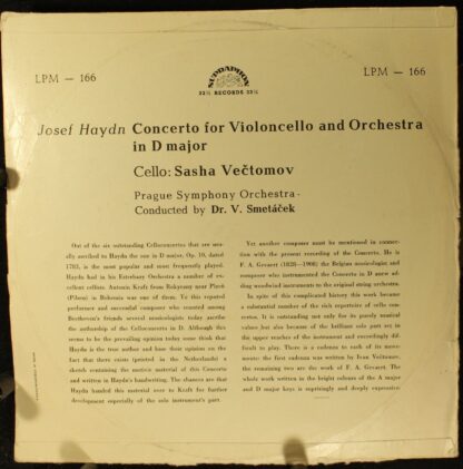 Supraphon LPM - 166 - Concerto For Violoncello And Orchestra In - Image 2