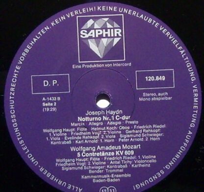 Saphir INT 120.849 - Dorfmusikanten-Sextett  /  5 Contretänze, K - Image 3
