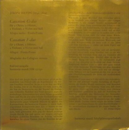 Harmonia Mundi HM 17 031 - Cassation G-dur / Cassation F-dur - Image 2