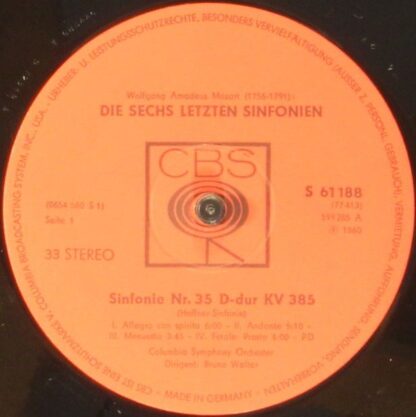 CBS S 77413 - Die Sechs Letzten Sinfonien Nr. 35 "Haffner" - Nr. - Image 10