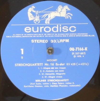 Eurodisc OQ-7166-K - Streichquartett Nr.16 Es-dur KV 428 / Strei - Image 3