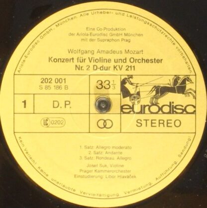 Eurodisc 202 001 - Die Violinenkonzerte (Nr.2 D-Dur KV211* Nr.4 - Image 3