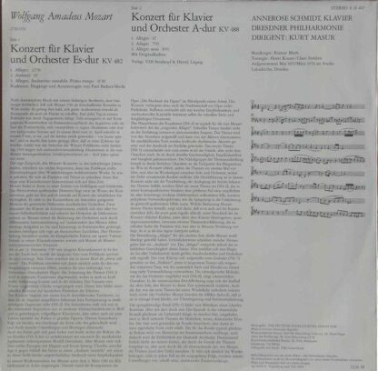 Eterna 8 26 467 - Klavierkonzert Es-dur Kv 482, Klavierkonzert A - Image 2