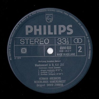 Philips 6598 033 - Vioolconcerten Nr. 2, K.V. 211 En Nr. 4, K.V. - Image 4