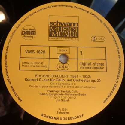 Schwann Musica Mundi VMS 1628 - Konzert C-Dur Für Cello Und Orch - Image 3