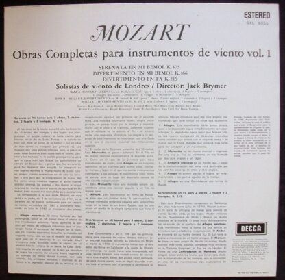 DECCA SXL 6050 - Obras Completas Para Instrumentos De Viento Vol - Image 2