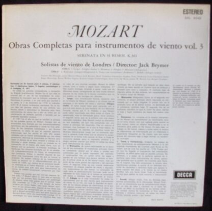 DECCA SXL 6049 - Obras Completas Para Instrumentos De Viento Vol - Image 2