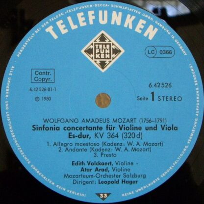 Telefunken 6.42526 AW - Sinfonia Concertante KV 364 / Concertone - Image 3