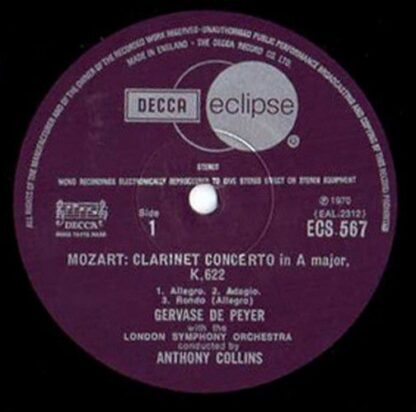 Decca Eclipse ECS 567 - Clarinet Concerto / Bassoon Concerto - Image 2