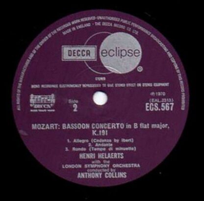 Decca Eclipse ECS 567 - Clarinet Concerto / Bassoon Concerto - Image 3