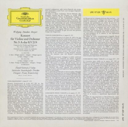 Deutsche Grammophon LPE 17 159 - Violinkonzert A-dur KV 219 - Image 2