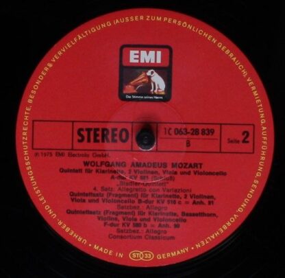His Master's Voice 1C 063-28 839 - Klarinettenquintett, 2 Quinte - Image 4