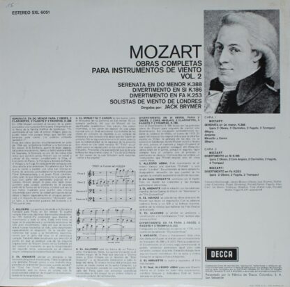 DECCA SXL 6051 - Obras Completas Para Instrumentos De Viento Vol - Image 2