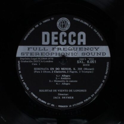 DECCA SXL 6051 - Obras Completas Para Instrumentos De Viento Vol - Image 4