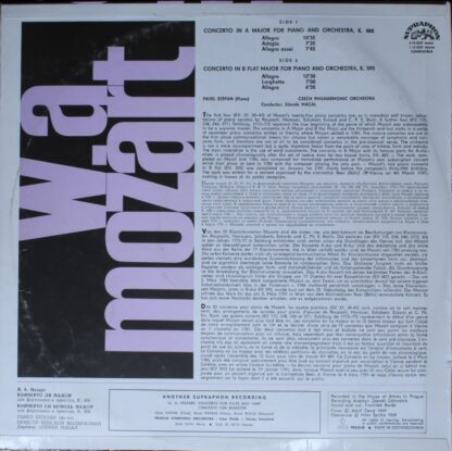 Supraphon 1 10 0537 - Concertos for piano: Köch. 488  in A major - Image 2