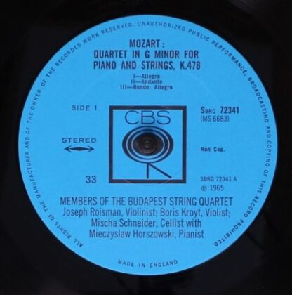CBS SBRG 72341 - The Piano Quartets - Image 3