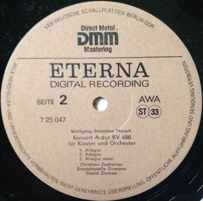 Eterna 725 047 - Wolfgang Amadeus Mozart, Christian Zacharias, S - Image 4
