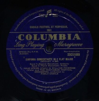 Columbia 33CX1089 - Perpignan Festival Orchestra, Pablo Casals, - Image 4