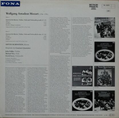 RCA Red Seal RL 12676 - Die Zwei Klavier-Quartette G-Moll, Kv 47 - Image 2