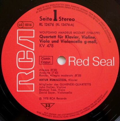 RCA Red Seal RL 12676 - Die Zwei Klavier-Quartette G-Moll, Kv 47 - Image 3