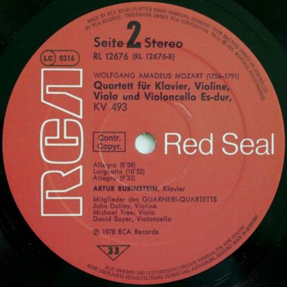 RCA Red Seal RL 12676 - Die Zwei Klavier-Quartette G-Moll, Kv 47 - Image 4