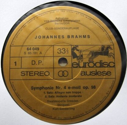 Eurodisc 64 049 - Symphonie Nr. 4 E-moll Op. 98 - Image 3